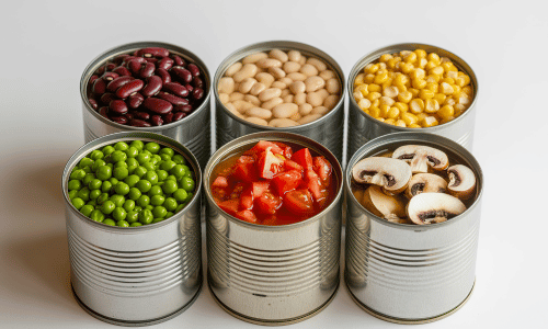 6 cans of vegetables