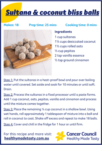 Sultana and coconut bliss ball recipe