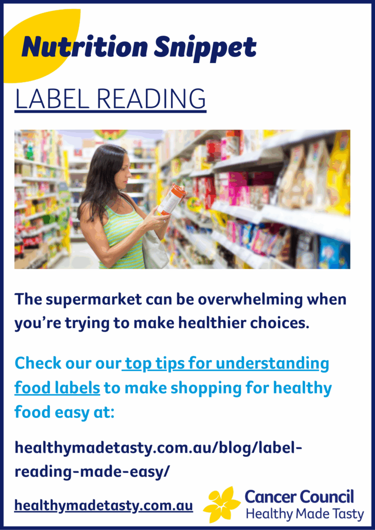 Label reading Nutrition Snippet