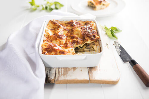 Mushroom Spinach Lentil Lasagne