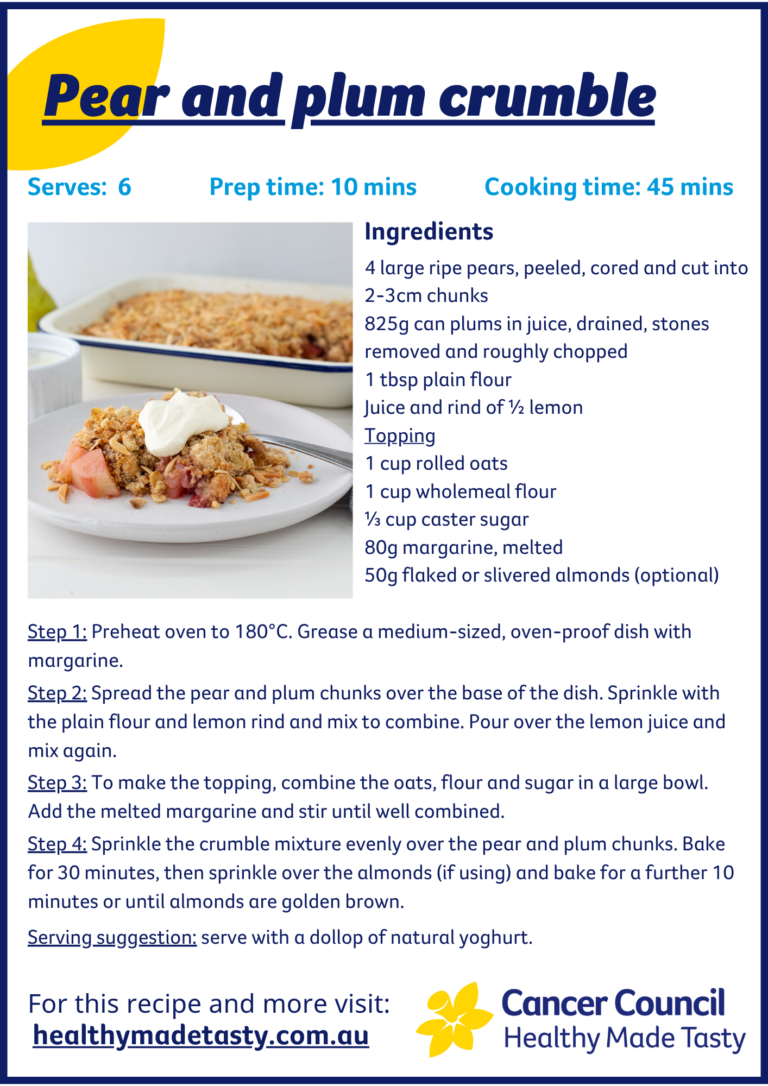 Pear and plum crumble recipe