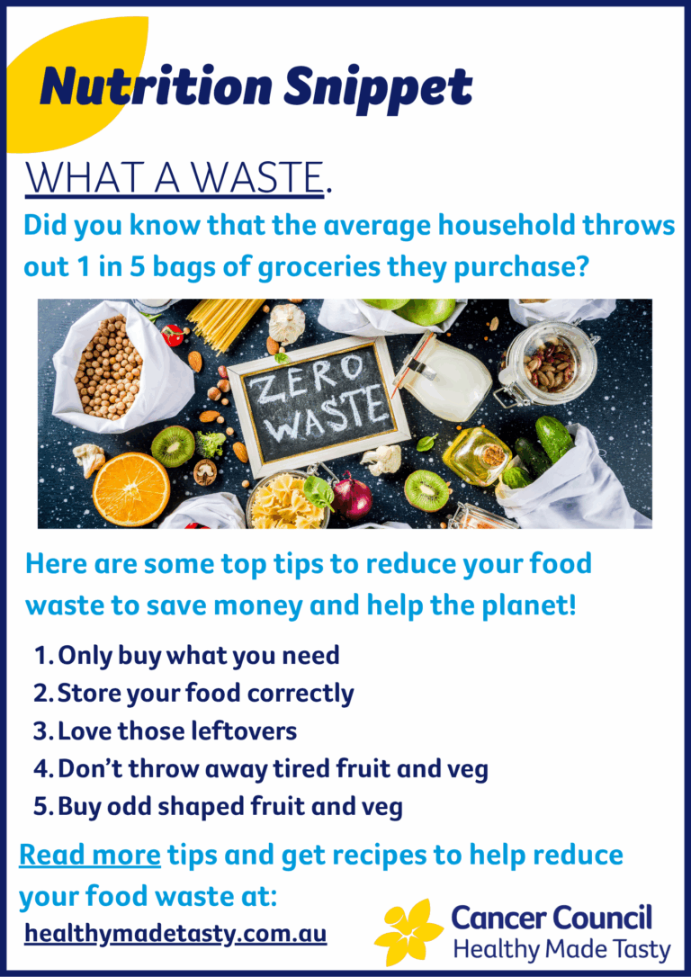 Reduce your food waste nutrition snippet