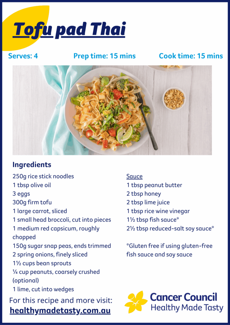 Tofu pad thai recipe snippet