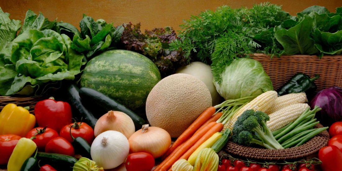 An array of fresh fruit and vegetables